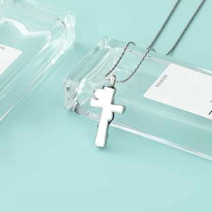 Cross Urn Necklaces for Men Women Cat Butterfly Cremation Jewelry for Ashes Stainless Steel Pet Memorial Ashes Pendant Keepsakes Jewelry - color: Black
