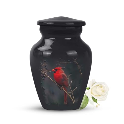 Small Red Cardinal Urns for Human Ashes -Keepsake Urns for Human Ashes | Mini Cardinal Urn ffor human ashes - Cremation Urns for Adults 3inch and 2 table spoon capacity - color: Cremation Red Cardinal Bird