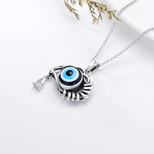 SOULMEET Cremation Jewelry for Ashes, Sterling Silver Urn Necklace for Ashes Women Men, Cherish Memories Cremation Jewelry to Keep Someone Near to You - color: K-Oxidation black Evil Eye
