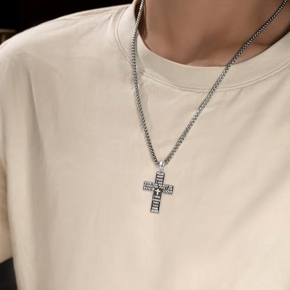 Crucifix Necklace for Men 925 Sterling Silver Jesus Cross Necklace Crucifix Cross Pendant Protection Jewelry for Men Women - style: B05-INRI