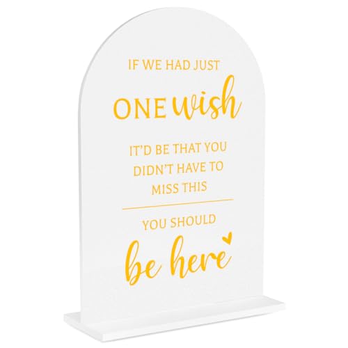 Wedding Sign Decor, You Should Be Here Sign, 5x7 Inch Arch Acrylic, Wedding Sign for Reception & Event, Bridal Shower Decorations, Wedding Table Sign Accessories for Anniversary And Party - color: GoldWish