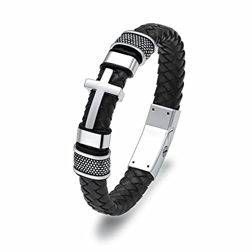 shajwo Cremation Jewelry Cross Urn Bracelet for Ashes for Women Men - color: Silver 24cm