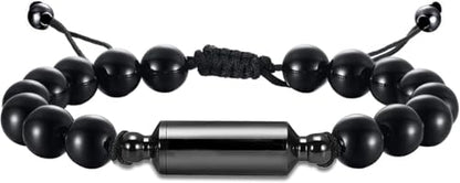 Hearbeingt Cremation Jewelry Urn Bracelet for Ashes Braided Rope Beads - color: Black-2