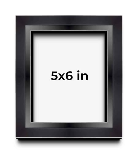 5x6 Inch Shadow Box Black Beveled Display Frame | 1.5 Inches Deep | 1 Inch Wide Moulding | Includes Shatter Resistant Acrylic Plexiglas, Acid-Free Backing and Hanging Hardware - size: 5x6