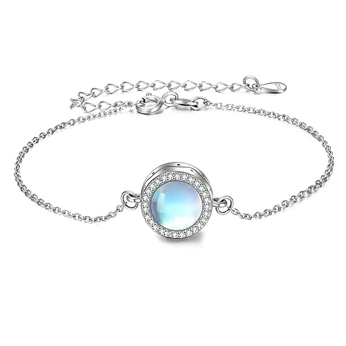ONEFINITY Sunflower/Tree of Life Urn Bracelet for Ashes 925 Sterling Silver Sunflower/Tree of Life Cremation Keepsake Pendant Locket Bracelet for Women Mom - style: moonstone
