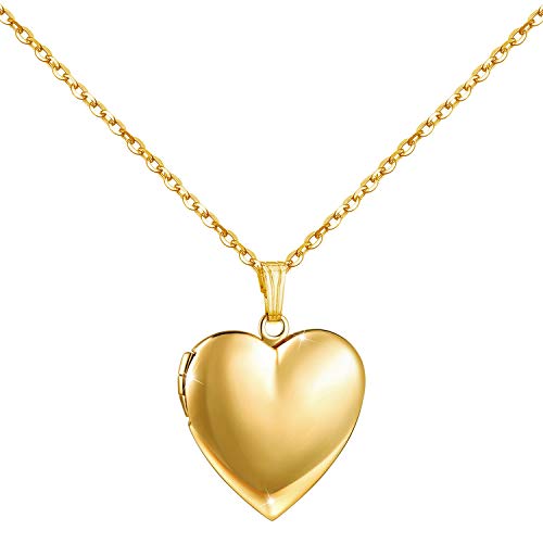YOUFENG Love Heart Locket Necklace that Holds Pictures Polished Lockets Necklaces Birthday Gifts Unicorn - color: Gold
