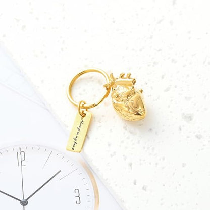 XSMZB Heart Cremation Jewelry Ashes Pendant for Human Pet Funeral Urn Necklace for Ashes Women Men Memorial Urn Jewelry - color: Gold Keychain