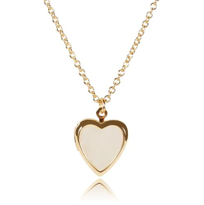 Heart Locket Necklace, Silver Plating With Heart Mother Of Pearl For Women - color: Gold