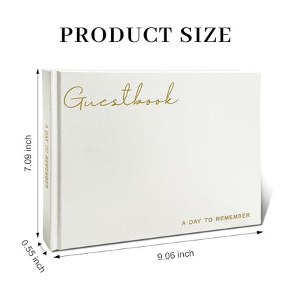 Wedding Guest Book – Guest Book for Receptions, Baby Showers & Celebrations | Milky White Linen Hardcover, Polaroid Guest Book with 100 Blank Pages for Signatures and Photos - color: B Milky White