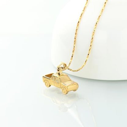 Imrsanl Cremation Jewelry Pick Up Truck Urn Necklace | Memorial Pendant Keepsake, Ashes Necklace for Men Women, Loved Ones Ash Holder - color: Gold