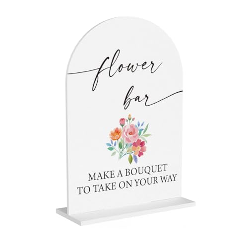 Flower Bar Sign Build Your Own Bouquet Bar Sign for Wedding Engagement Bridal Shower Baby Shower Ceremony Reception Event Party Acrylic Decor 5"x7" - color: Flower