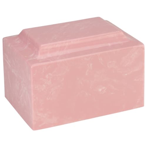 Pink Classic Cultured Marble by Mackenzie Vault for Silverlight Urns, Pink Cremation Urn for Ashes, Adult Sized, Ground Burial, Home Memorial, and Funeral Service - color: Pink