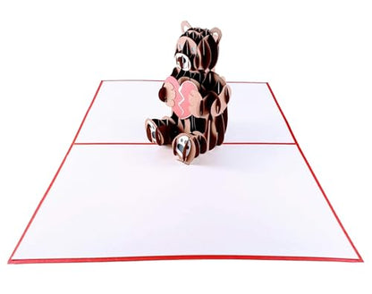 iGifts And Cards Sympathy Teddy Bear Broken Heart 3D Pop-Up Card 6"x8" | Comfort, Condolences, Encouragement, Get Well Soon, Apology, Grief Comfort Gift, Missing You, Thinking of You, Family, Friend - color: Sympathy Bear