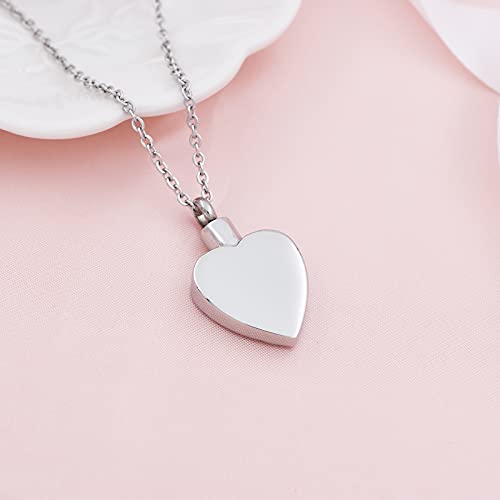 Fashion Pet Cremation Jewelry Stainess Steel Heart Keepsake Ashes Necklace Dog Cat Paw Memorial Urn Pendant - color: Silver-Feather-Pink