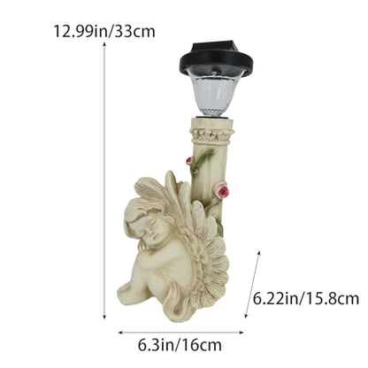 Angel Statue with Solar Light,White 12.9IN - color: Streetlight Angel