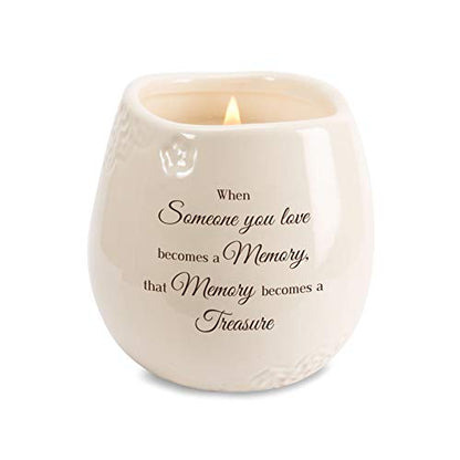 Pavilion Gift Company 19177 in Memory of Loved One Ceramic Soy Wax Candle & When Someone You Love Becomes a Memory That Memory Becomes a Treasure 8 oz Soy Filled Ceramic Vessel Candle