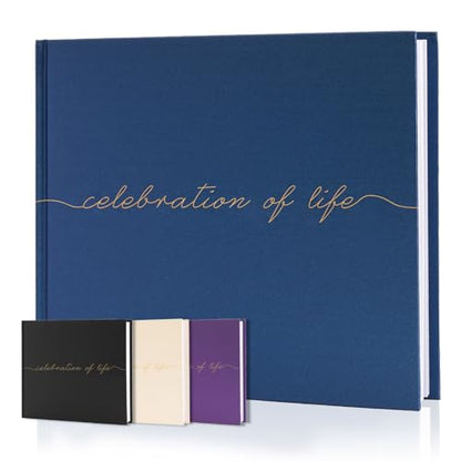 Funeral Guest Book for Celebration of Life, in Loving Memory Sign in Book - color: Navy