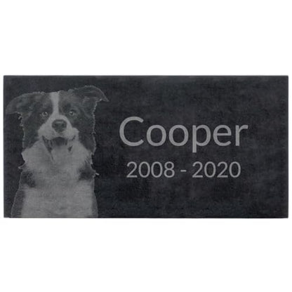 Black Granite Memorial Headstone for Lost Loved Ones, Dogs, Cats, and Family Pets. " Great for Your Garden, Tree Dedication, or in a Cemetery. Includes your personal photo and text. (24 x 12 x 2") | Includes photo and text for lost loved ones, dogs, cats,