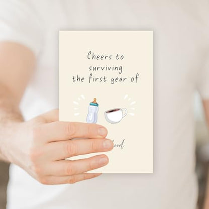 Funny First Birthday Gifts for Girl Boy,Happy 1st Birthday Card for New ParentsBest 1 Year Old Birthday Card,One Year Old Birthday Card - color: WX-095