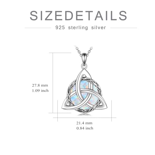 WINNICACA Celtic Knot Necklace 925 Sterling Silver Celtic Pendant Irish Urn Necklace Jewelry Birthday Anniversary Valentine's Day Gifts for Her Women Wife Girlfriend Daughter - style: 1-Celtic Knot Necklace(White Opal)