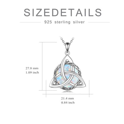 WINNICACA Celtic Knot Necklace 925 Sterling Silver Celtic Pendant Irish Urn Necklace Jewelry Birthday Anniversary Valentine's Day Gifts for Her Women Wife Girlfriend Daughter - style: 1-Celtic Knot Necklace(White Opal)