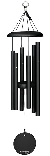 Corinthian Bells 27 Inch Black Wind Chimes for Outside, Modern Outdoor Metal Wind Chime for Patio Decor, Made in USA - color: Black