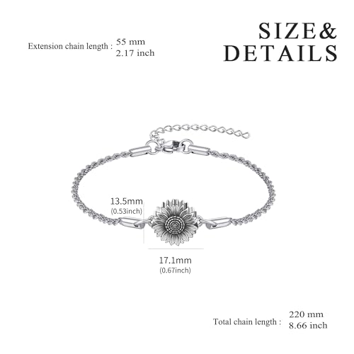 Urn Bracelet For Ashes 925 Sterling Silver Abalone Shell Cremation Keepsake Pendant Locket Bracelet For Women Men - style: sunflower