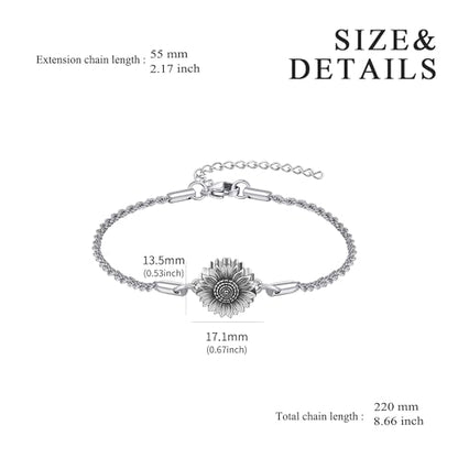 Urn Bracelet For Ashes 925 Sterling Silver Abalone Shell Cremation Keepsake Pendant Locket Bracelet For Women Men - style: sunflower