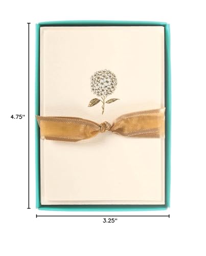 Graphique Hydrangea La Petite Presse Boxed Notecards - 10 Embellished Gold Foil Blank Cards with Matching Envelopes and Storage Box, 3.25" x 4.75" (L1346CB) - color: Bouquet