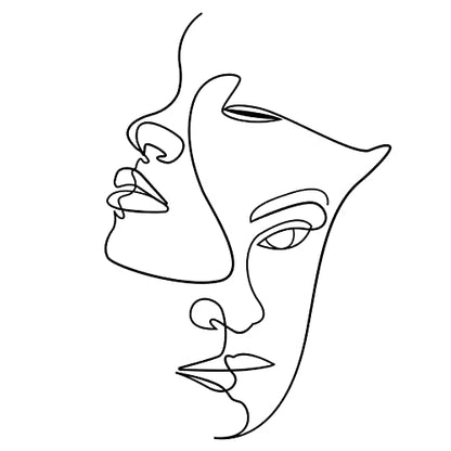 SUPERDANT Figure PVC Wall Sticker Line Abstract Woman Face Line Wall Decals Lovers DIY Vinyl Wallpaper Art for Living Room Bedroom Bathroom Home Decoration Artistic Creation Gifts Black 21x14in - style: Figure