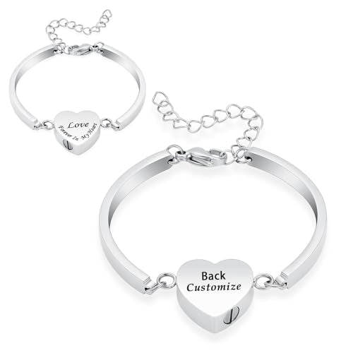 Hearbeingt Heart Urn Bracelet for Ashes Cremation Jewelry for Women Girls - color: C-Customize