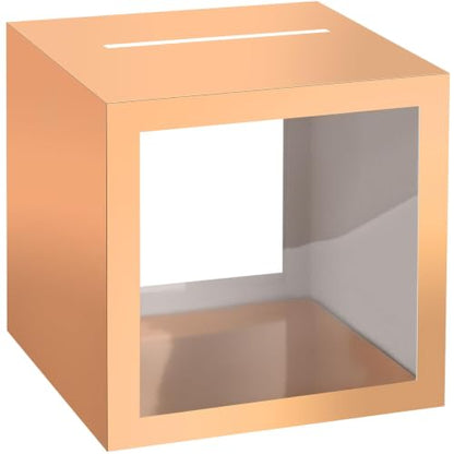 Rose Gold Card Box Wedding Favors Gift Card Boxes Post Box Cardboard Receiving Money Box Holder for Wedding Reception, Baby Showers, Anniversary, Birthday Party, Retirement, Graduation Envelope Holder - color: Rose Gold Clear
