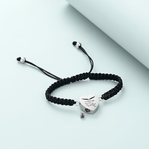 Imrsanl Heart Cremation Bracelet for Ashes Memorial Urn Jewelry - color: Rope-Silver
