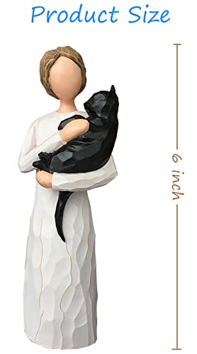 FRUMOASA Black Cat Angel Figurine 6" Loss Cat Sympathy Memorial Gift Statue - color: Black Cat