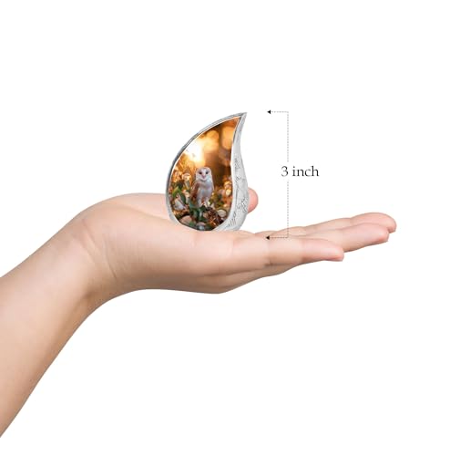 Owl Urn - Tear Drop Urns for Ashes - Urn for Human Ashes - Cremation Urns for Men - Cremation Memorial (3 inch Pack of 2) - size: Keepsake-2