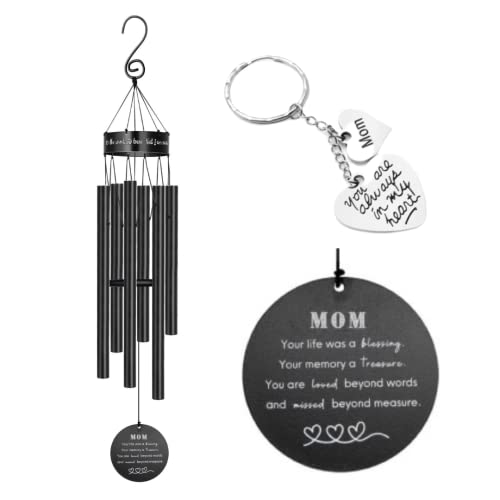 Memorial Wind Chimes for Loss of Loved One Prime, Outdoor Memory Chimes Mom, Dad, Grandma, Husband, Personalized Bereavement Windchimes, Sympathy Remembrance Chime, Windchime Gift (Mom Memorial) - size: Mom Memorial