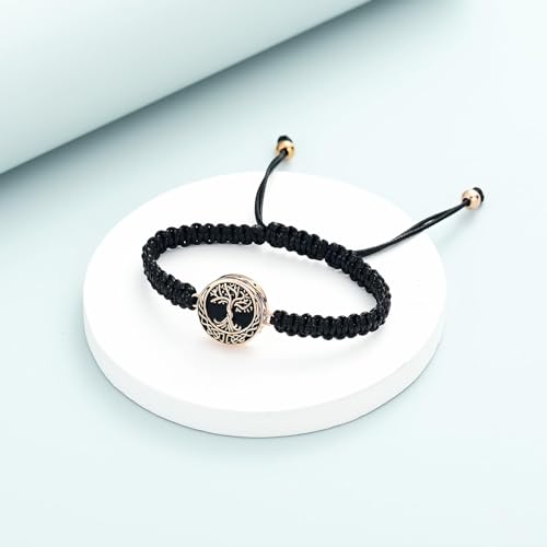 Urn Bracelet for Ashes Tree of Life Cremation Jewelry Adjustable Keepsake Bracelet Memorial Jewelry tainless Steel Ashes Pendant for Women Men - color: rose gold
