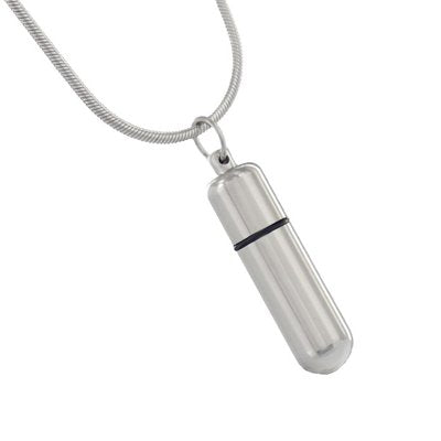 Silver Cylinder Cremation Jewelry, Stainless Steel Jewelry, Cremation Jewelry for Ashes - color: Silver