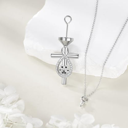 TIGER RIDER Pet Paw Necklace 925 Sterling Silver Cross Infinite love Necklace Pendant Pet Jewelry Gift for Dog Cat Lovers - style: Cross