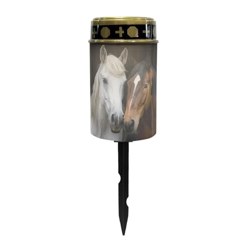 Couple Horse Solar Garden Lights Outdoor Solar Stake Lights Memorial Cemetery Decorations Driveway Markers for Outside Patio Yard Pathway Gravesite Decor for Loss of Loved One - color: Couple Horse