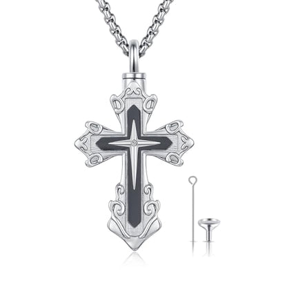 925 Sterling Silver Celtic Cross Urn Necklace for Ashes - color: silver-n