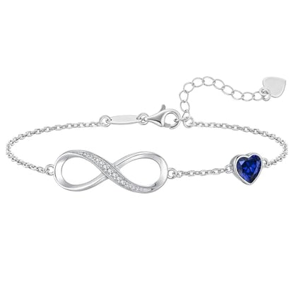 CDE 925 Sterling Silver Infinity Birthstone Bracelet Jewelry Gift for Women | Hypoallergenic,Non Tarnish,Heart CZ,Nickel-Free & Lead-Free,Anniversary Christmas Birthday Idea Gifts for Wife Girlfriend Her - color: 09-Sept