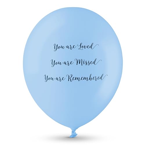 ANGEL & DOVE 25 Blue Funeral Balloons 'You are Loved, Missed, Remembered' Biodegradable - Memorial, Celebration of Life