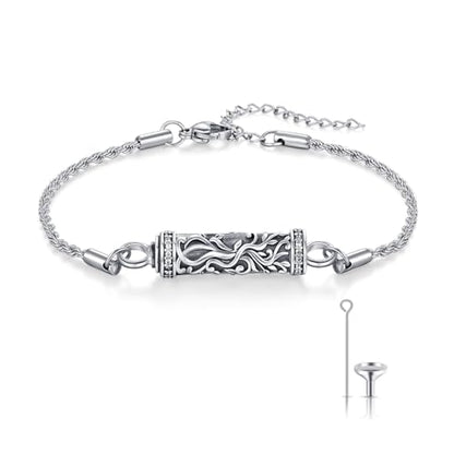 TUGHRA Ashes Bracelet for Women Urn Bracelet for Ashes 925 Sterling Silver Cremation Jewelry Memorial Gifts Keepsake Bracelet - style: Ashes Bracelet-cylinder-tree of life-oxidation