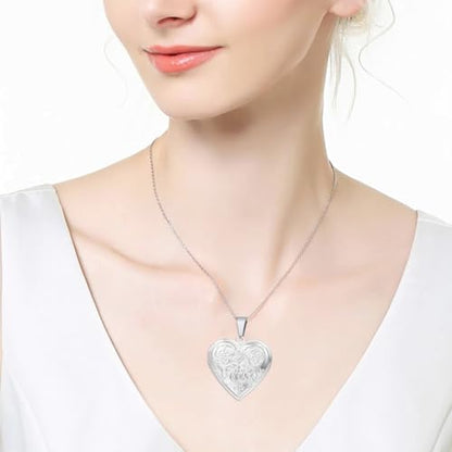 2 Pcs Locket Necklace that Holds Pictures Stainless Steel Locket Pendant Necklace Image Chain Necklaces for Women - color: Love Heart 5