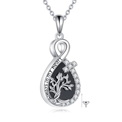 TIGER RIDER Pet Paw Necklace 925 Sterling Silver Cross Infinite love Necklace Pendant Pet Jewelry Gift for Dog Cat Lovers - style: Tree of life