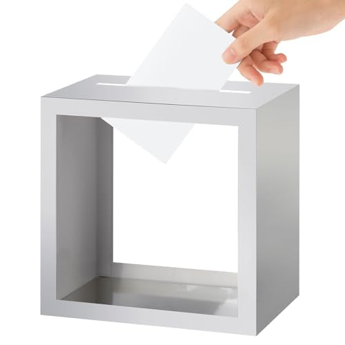 Silver Card Box with Clear Window Thickened Gift Money Card Holder for Wedding Bridal Shower Birthday Graduation Baby Shower Anniversary Retirement Party Reception Decorations (9x9x5.1Inches) - color: Silver