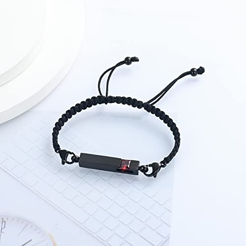 XSMZB Urn Bracelet for Ashes Stainless Steel Crystal Cube Cremation Bangle Locket Memorial Ashes Holder Keepsake for Women Men - color: Black-Red