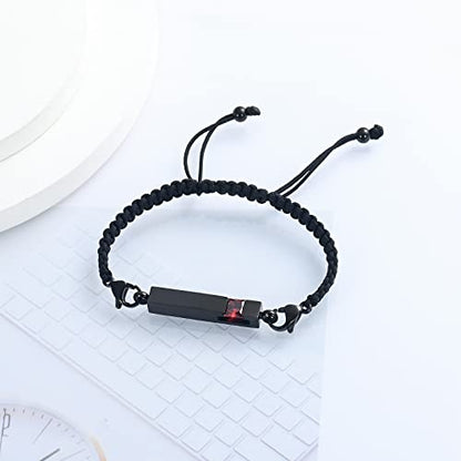 XSMZB Urn Bracelet for Ashes Stainless Steel Crystal Cube Cremation Bangle Locket Memorial Ashes Holder Keepsake for Women Men - color: Black-Red