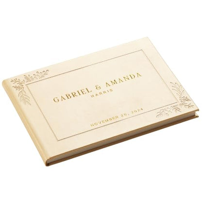 Personalized Hardcover Wedding Guestbook - (Champagne Gold) | Elegant Wedding Keepsake Design, Premium Hardcover Construction, Smooth Lined Writing Pages, Perfect for Cherished Messages - color: Champagne Gold